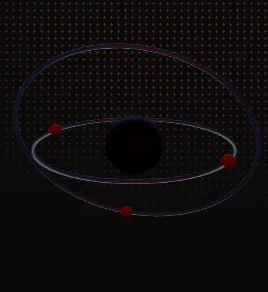 ASAS atom — nucleus with two orbiting rings. Drag to rotate, or view in AR.